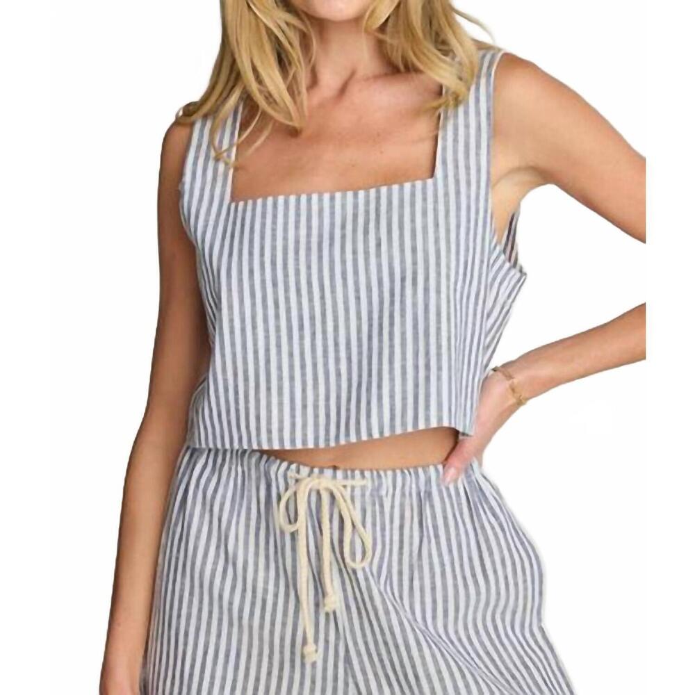 NEW SUNDAY RITUAL women's dahlia linen tank top in linen stripe